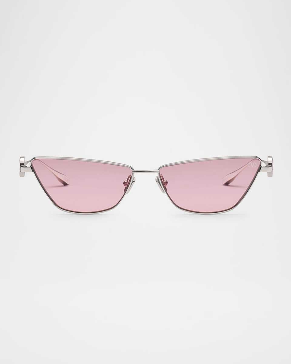 V-Logo Titanium Cat-Eye Sunglasses